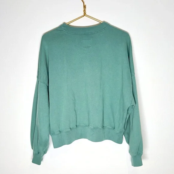 Abercrombie Graphic Pullover Sweatshirt Cropped Green Tennis Classic New York L - Picture 4 of 4